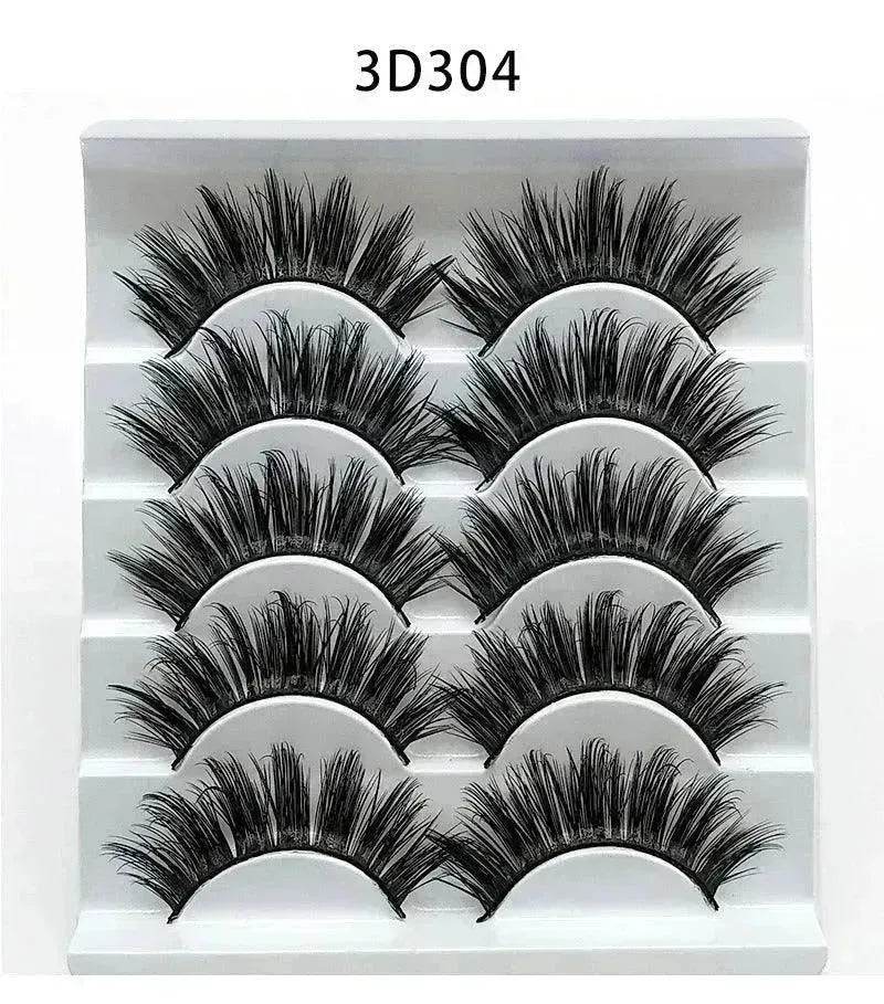 Mink False Eyelashes 3D False Eyelashes Five Pairs Of Soft Cotton Stalk Eyelashes