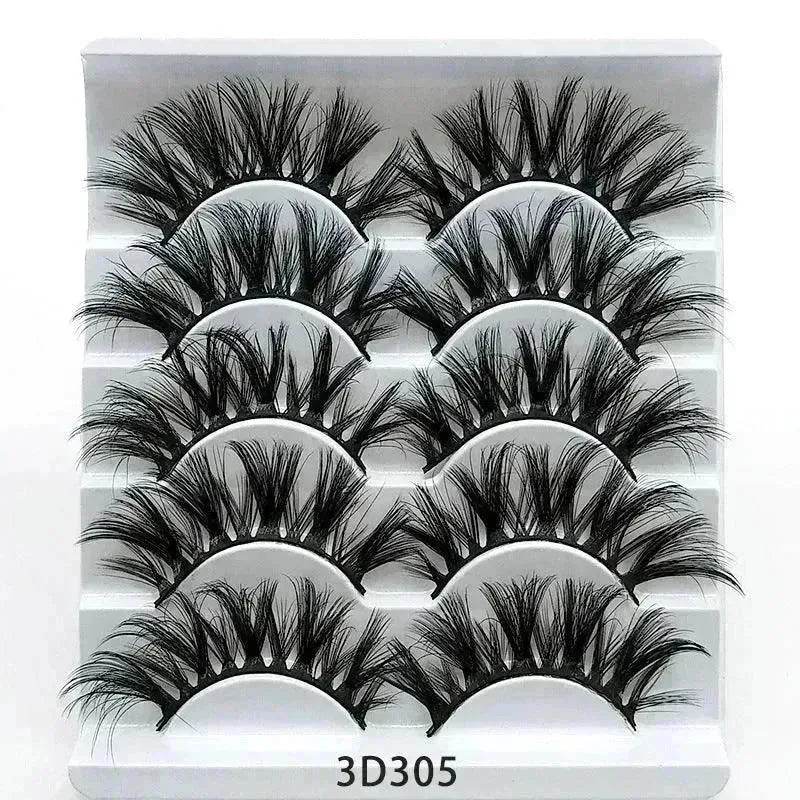 Mink False Eyelashes 3D False Eyelashes Five Pairs Of Soft Cotton Stalk Eyelashes