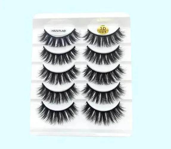 Mink False Eyelashes 3D False Eyelashes Five Pairs Of Soft Cotton Stalk Eyelashes