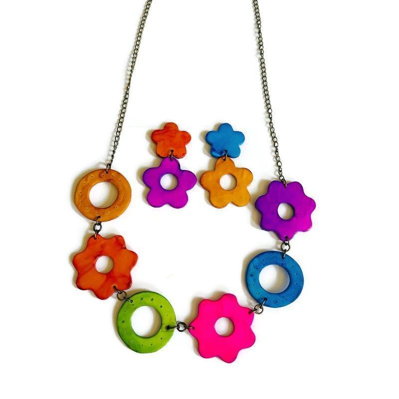 Colorful Mismatched Flower Earrings
