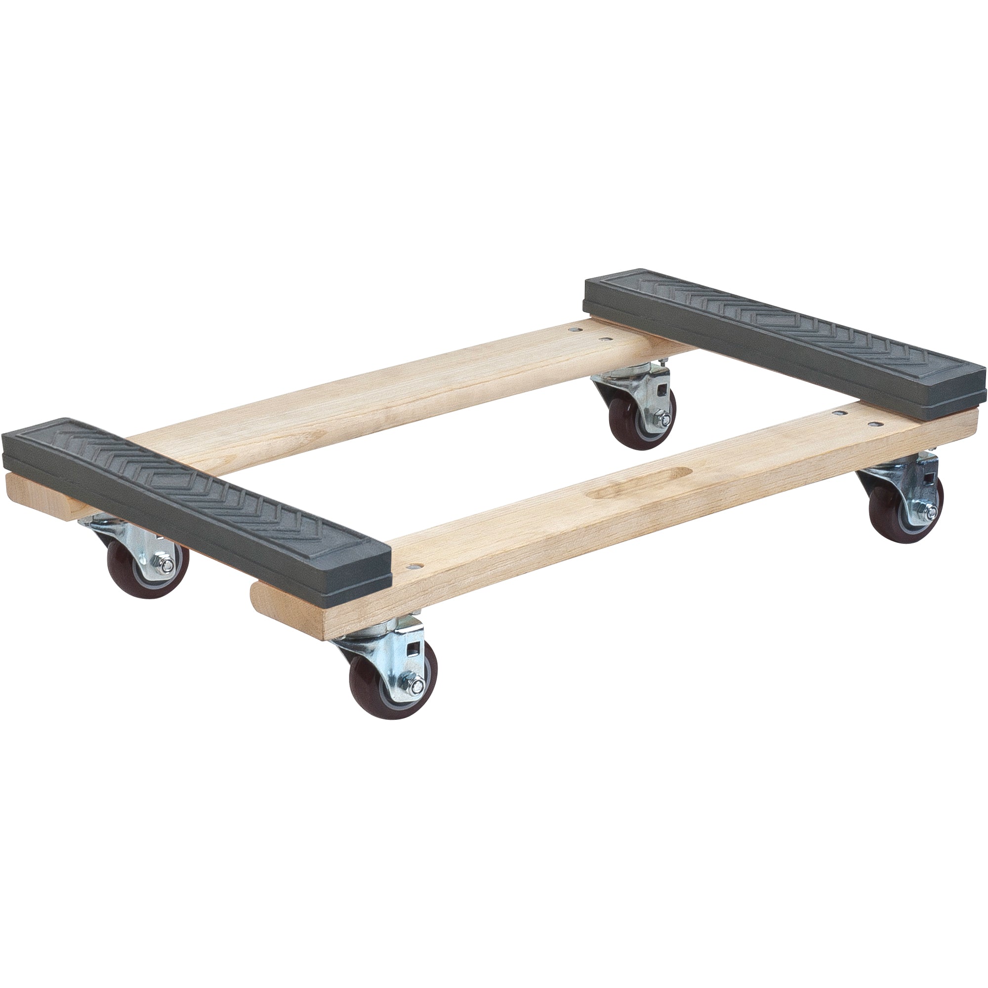 Rubber Ends Hardwood Dolly, Wood Frame, 18