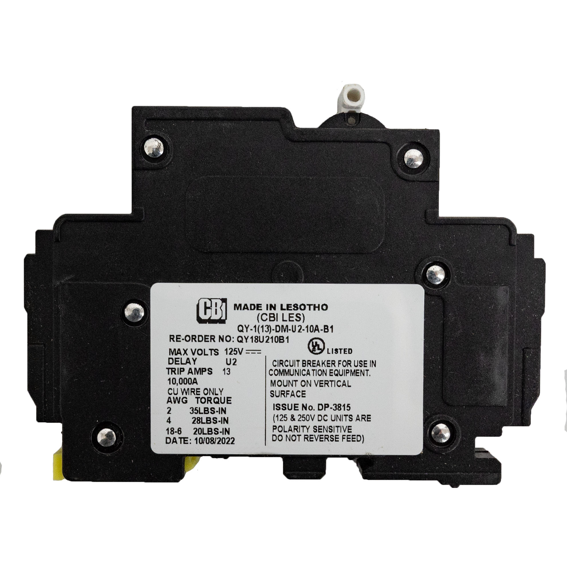 MidNite Solar, 10A, 150 VDC, DIN rail mount breaker, 13mm wide | MNEPV10