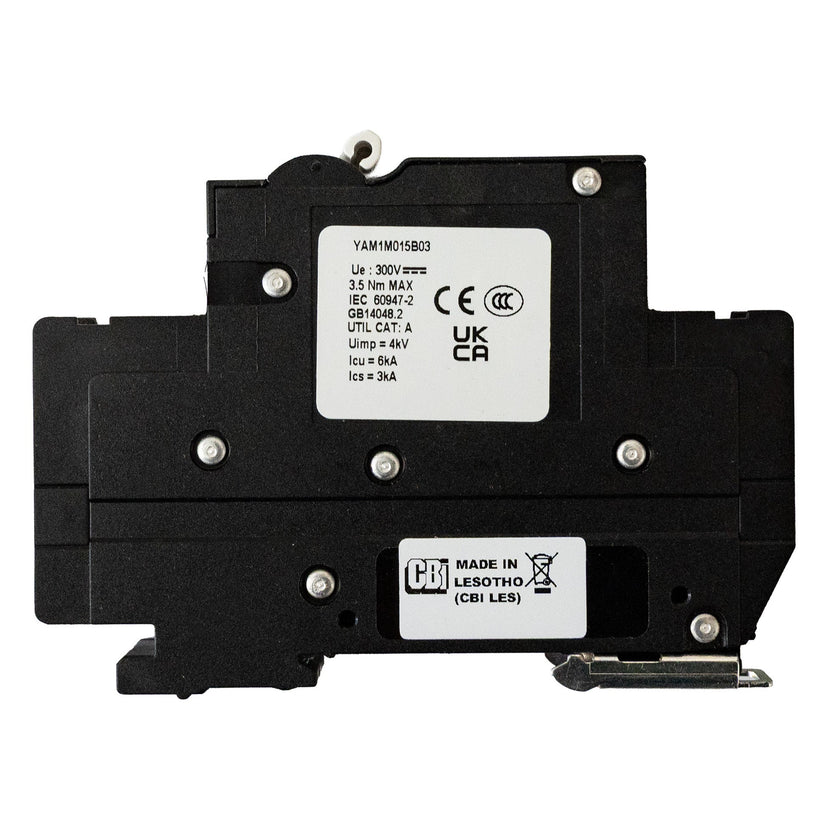 MidNite Solar, 15A, 300 VDC, DIN rail mount breaker, 13mm wide | MNEPV15-300