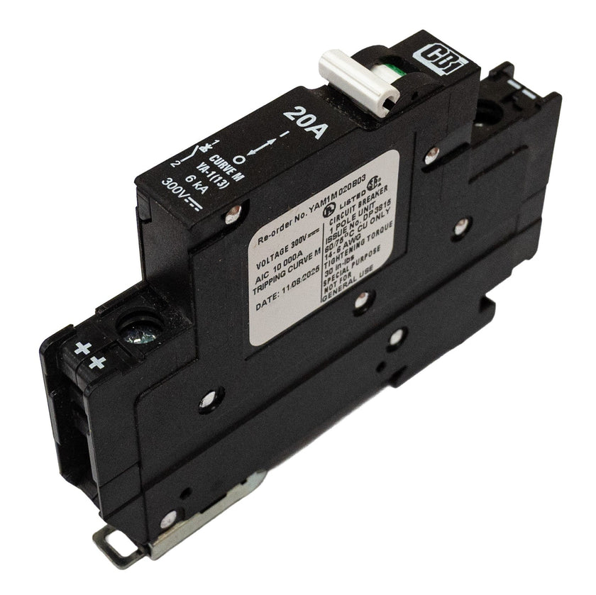 MidNite Solar, 20A, 300 VDC, DIN rail mount breaker, 13mm wide | MNEPV20