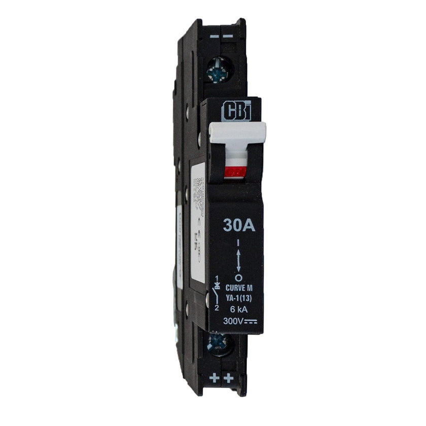 MidNite Solar, 30A, 300 VDC, DIN rail mount breaker, 13mm wide | MNEPV30
