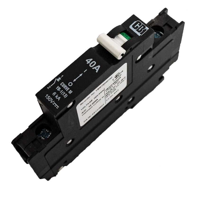 MidNite Solar, 40A, 150/300 VDC, DIN rail mount breaker, 13mm wide | MNEPV40