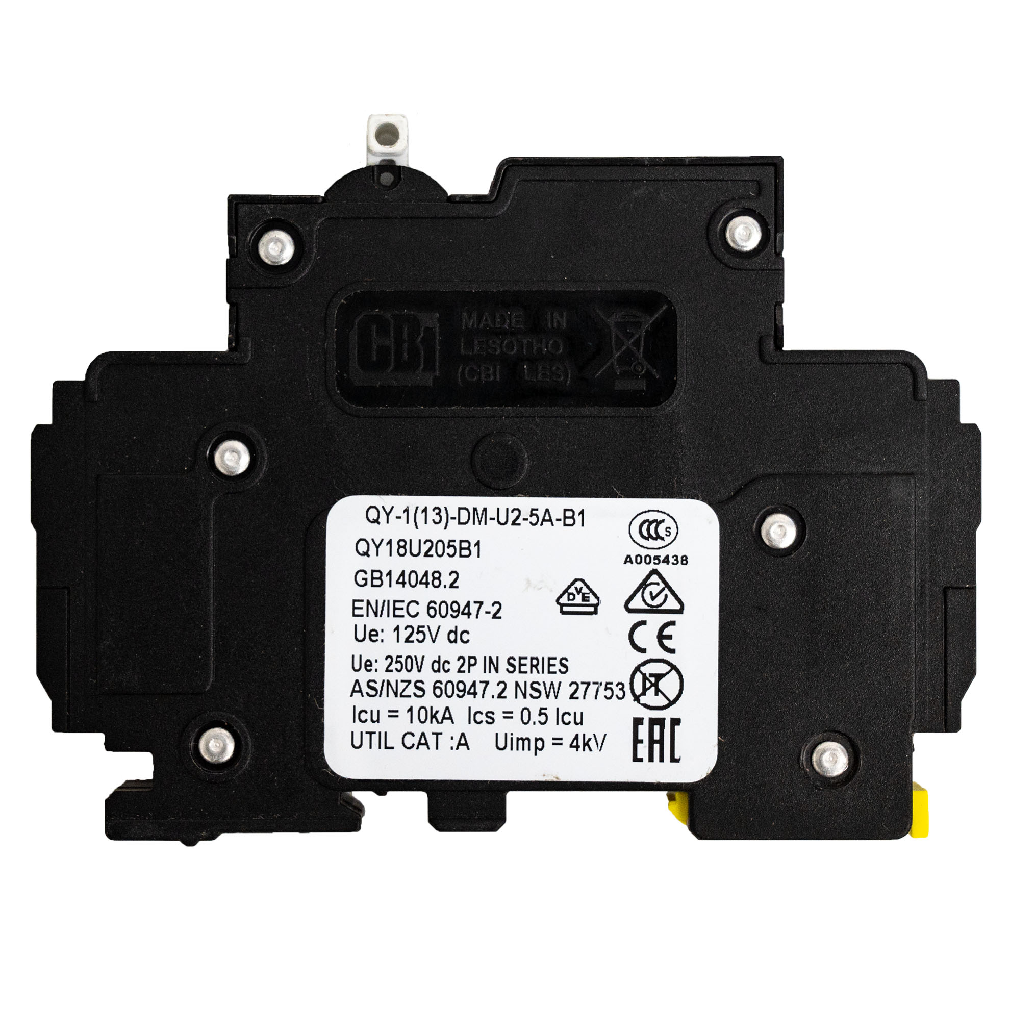 MidNite Solar, 5A, 150 VDC, DIN rail mount breaker, 13mm wide | MNEPV5