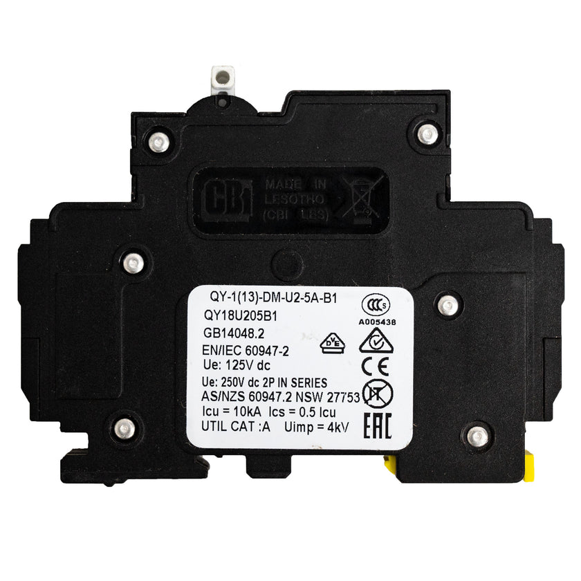 MidNite Solar, 5A, 150 VDC, DIN rail mount breaker, 13mm wide | MNEPV5
