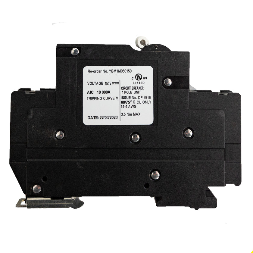 MidNite Solar, 50A, 150/300 VDC, DIN rail mount breaker, 13mm wide | MNEPV50