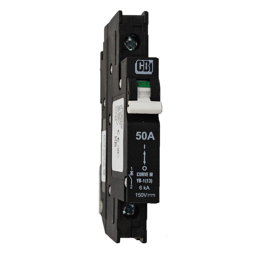 MidNite Solar, 50A, 150/300 VDC, DIN rail mount breaker, 13mm wide | MNEPV50