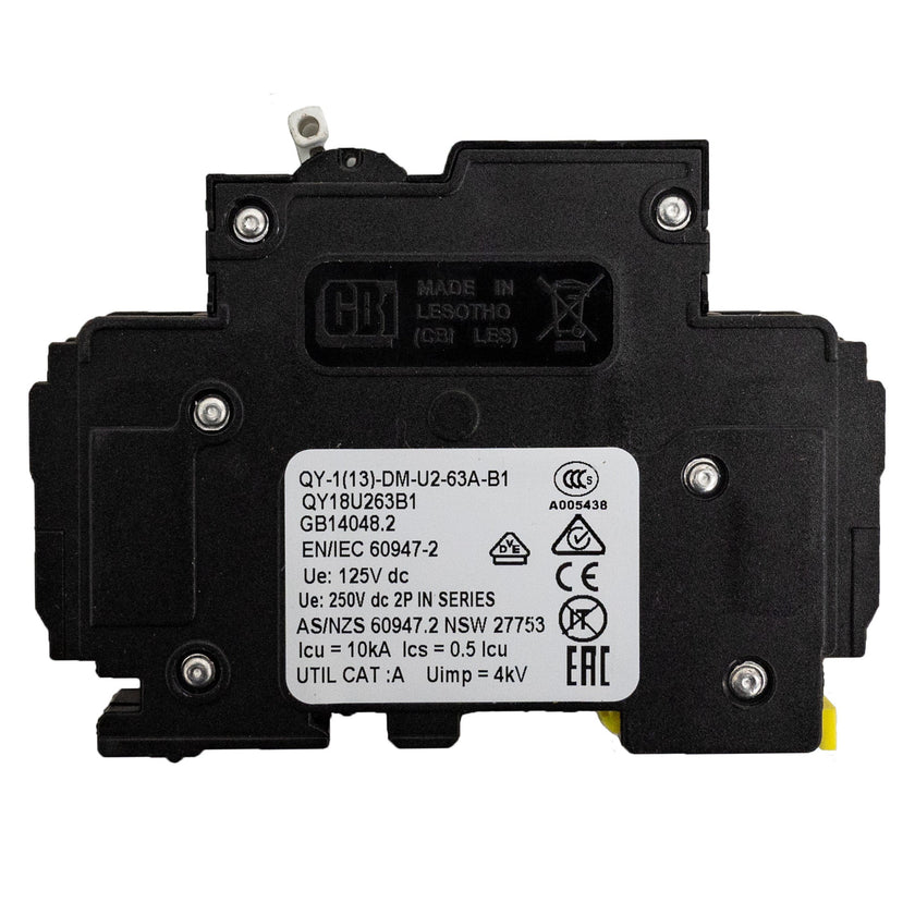 MidNite Solar, 63A, 150 VDC, DIN rail mount breaker, 13mm wide | MNEPV63