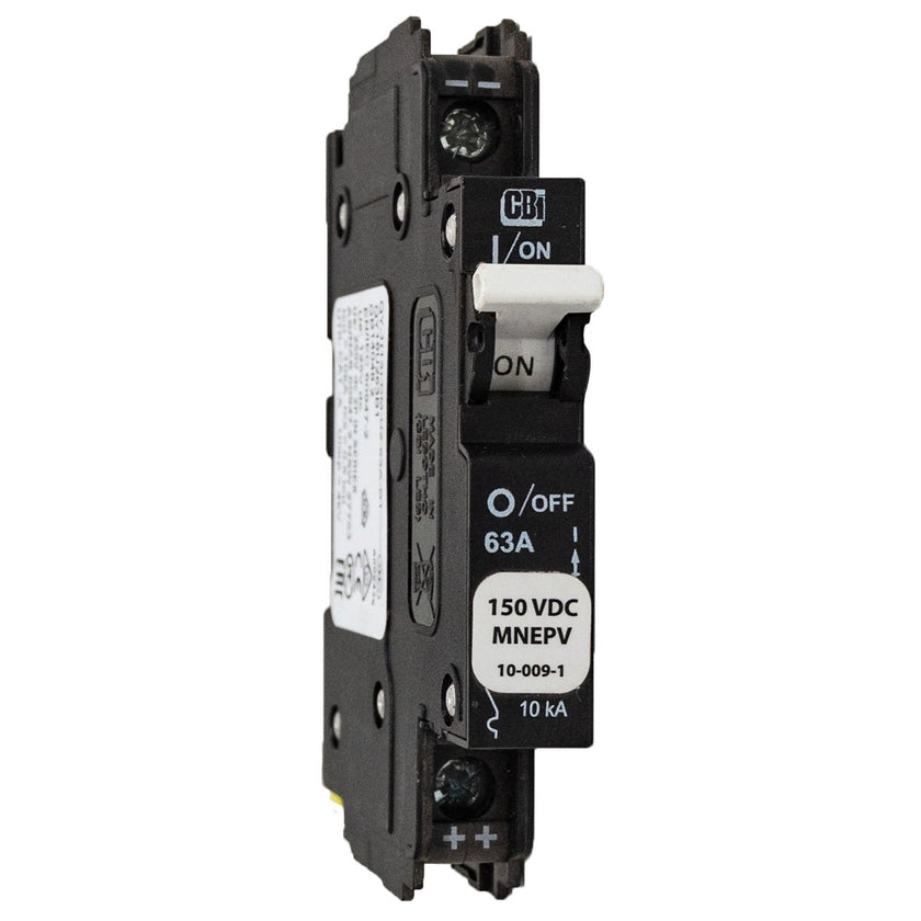 MidNite Solar, 63A, 150 VDC, DIN rail mount breaker, 13mm wide | MNEPV63