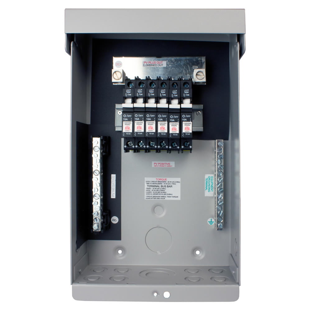 DC Combiner Box for 6 x 150 VDC Breakers or 4 x 600 VDC Fuse Holders | MNPV6