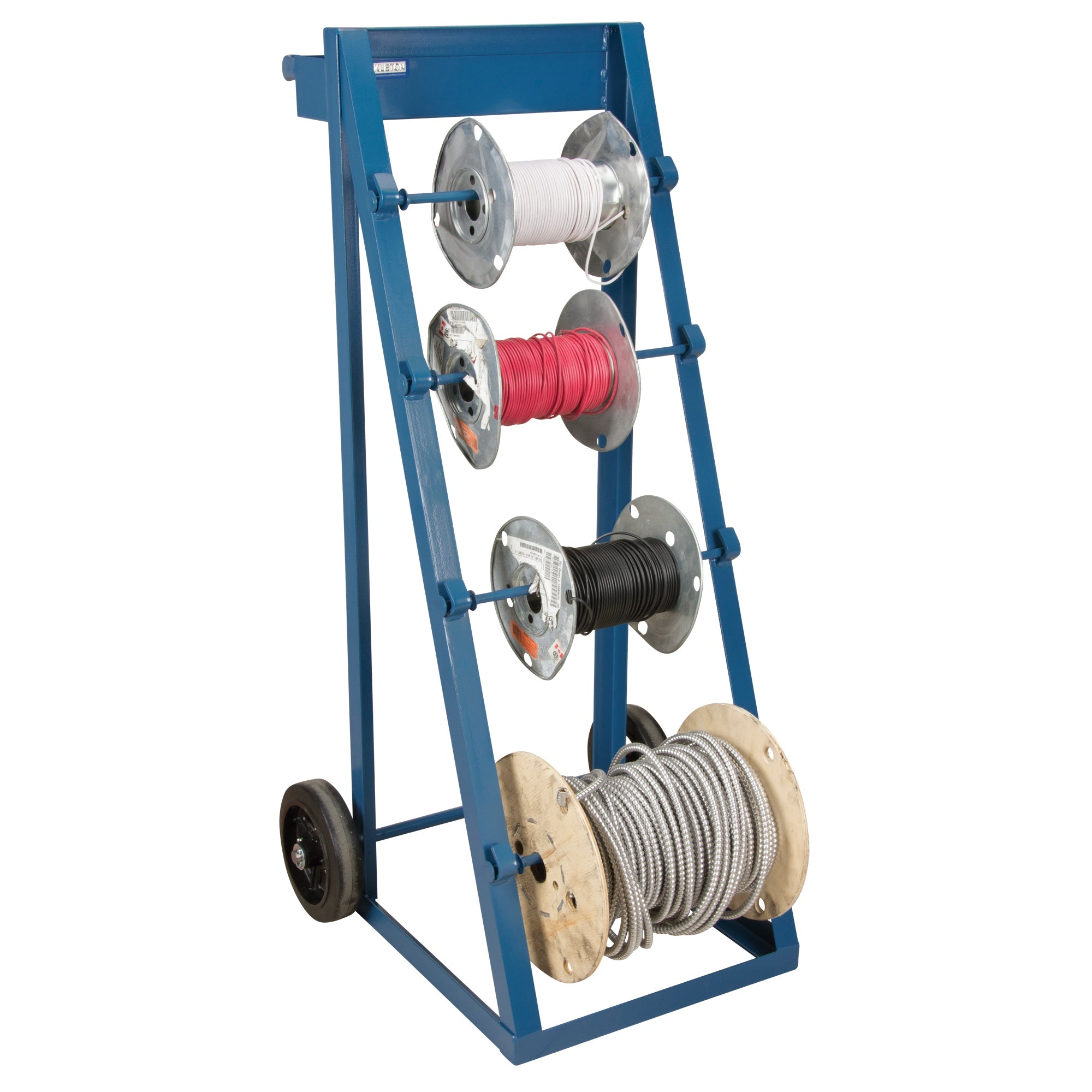 Portable Wire Reel Caddy, Steel, 4 Rod, 24-1/2