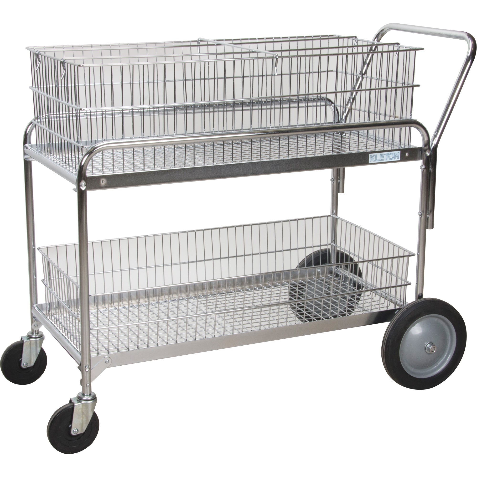 Chariot à courrier de bureau en treillis métallique, capacité de 250 lbs, chromé, 23