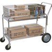 Chariot à courrier de bureau en treillis métallique, capacité de 250 lbs, chromé, 23