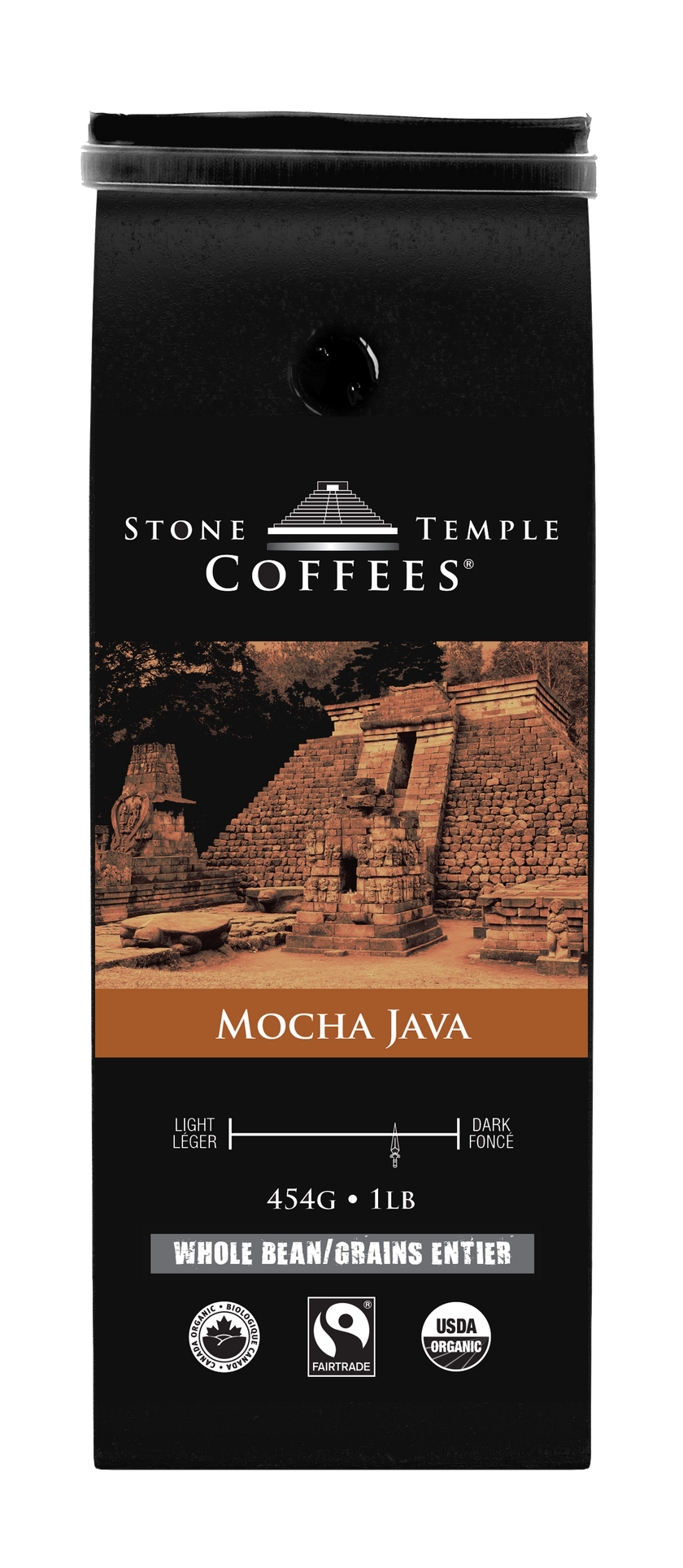 Mocha Java - Whole Bean, Medium Roast, Certified Organic OCIA / Fairtrade Coffee 1lb/454g
