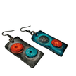 Modern Sculptural Statement Necklace, Grey, Teal & Orange, Handmade Polymer Clay