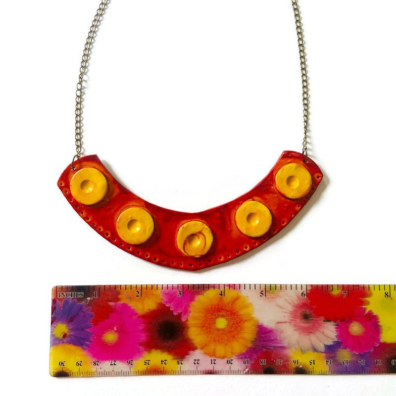 Modern Statement Earrings in Burnt Orange, Yellow & Grey- Post or Clip On Earrings