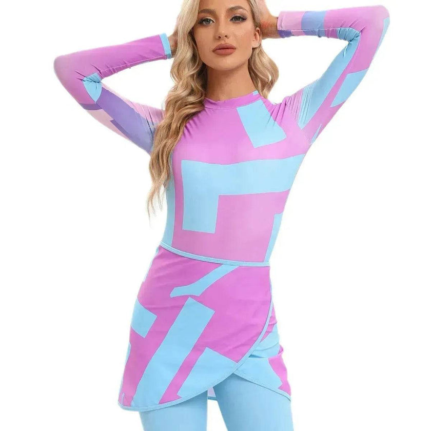 Modest 3 Piece Burkini Swimsuit Set long sleeve