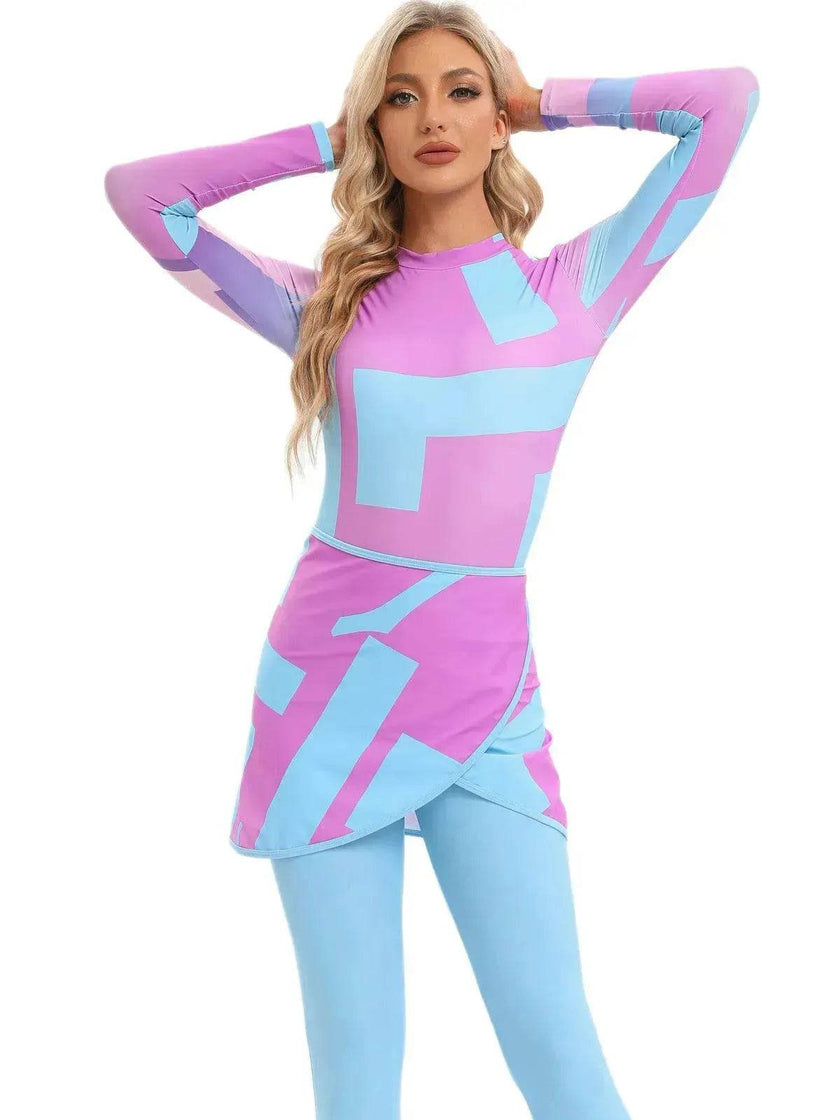 Modest 3 Piece Burkini Swimsuit Set long sleeve
