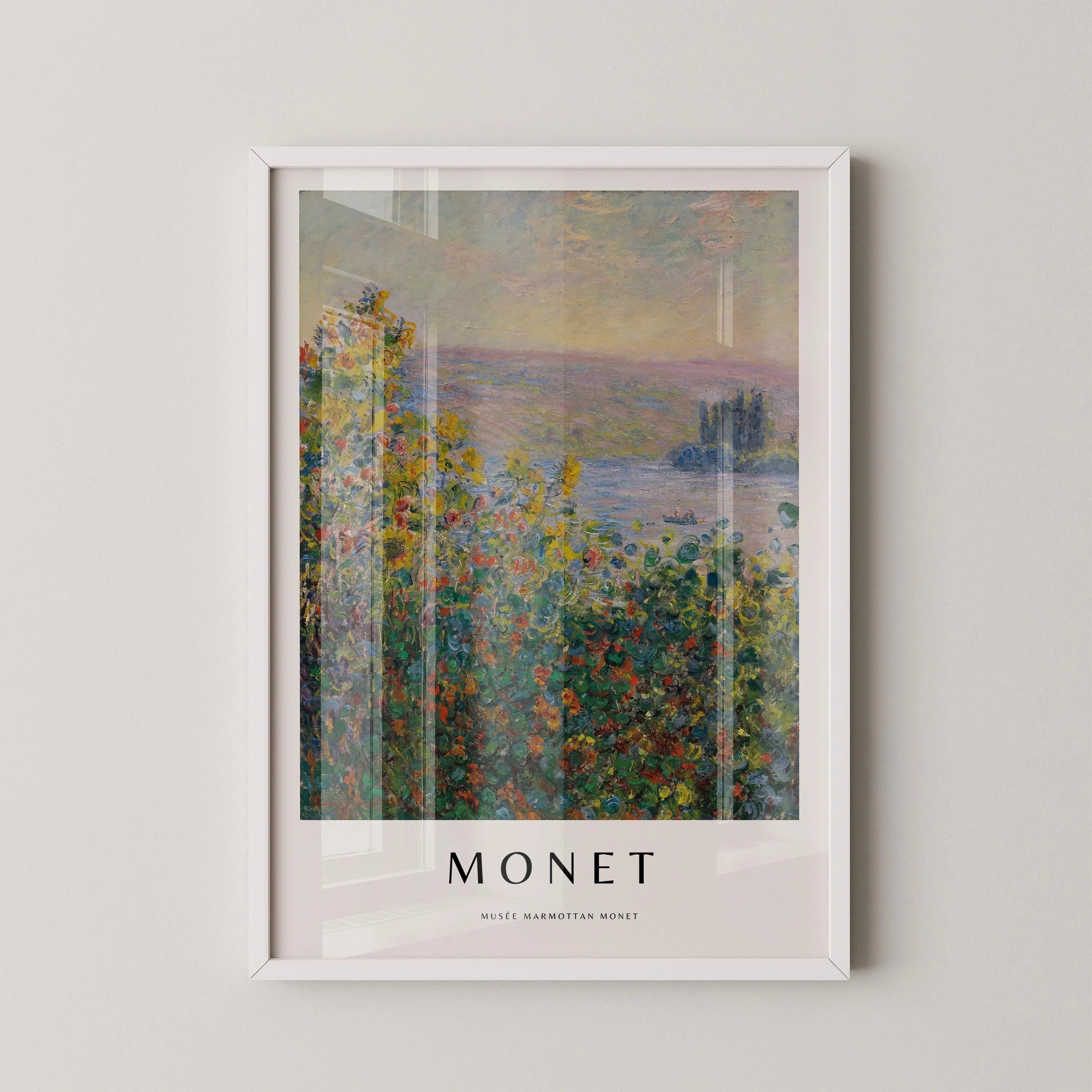 Monet Flower Beds Giclee Print: Museum-Quality Impressionist Art