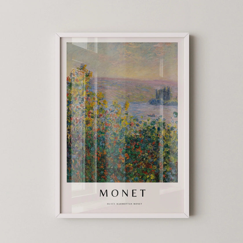 Monet Flower Beds Giclee Print: Museum-Quality Impressionist Art