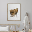 Baby Moose and Mom Wall Art Print
