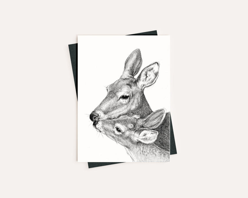 Mother and Baby Deer - Greeting Card