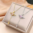 Moving Cupid Heart Angel Wings Tassel Necklace With Crystal Clavicle Chain Women Jewelry Gift Valentine's Day