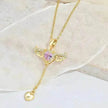 Moving Cupid Heart Angel Wings Tassel Necklace With Crystal Clavicle Chain Women Jewelry Gift Valentine's Day
