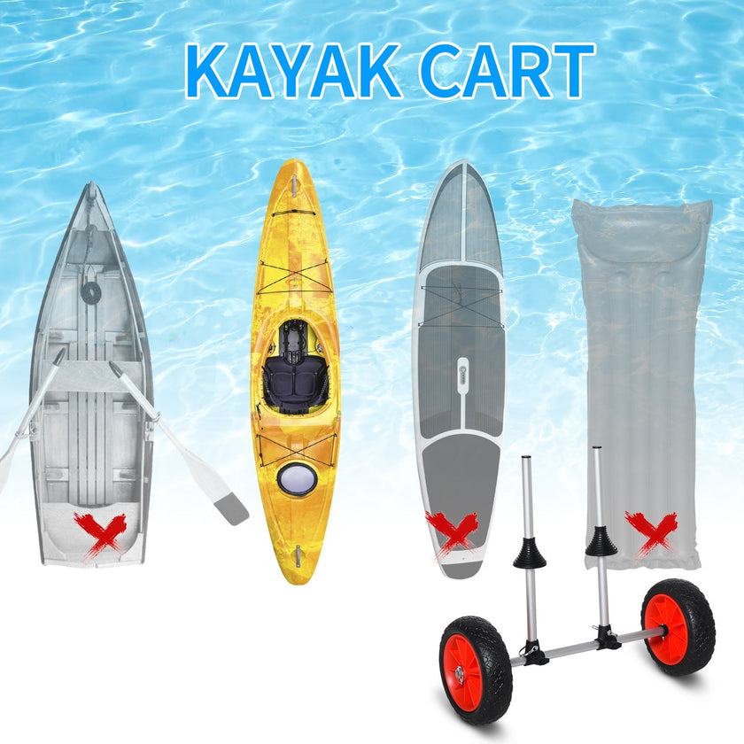 Soozier Universal Kayak Cart Trolley Strong Aluminum Frame Adjustable Width Crossbar Large Tires