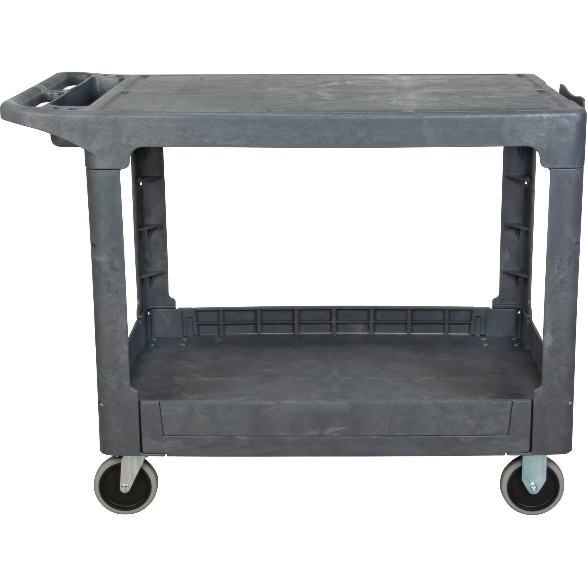Flat-Shelf Utility Service Cart, 2 Tiers, 25-1/4