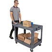 Flat-Shelf Utility Service Cart, 2 Tiers, 25-1/4