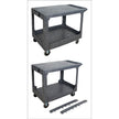 Flat-Shelf Utility Service Cart, 2 Tiers, 25-1/4