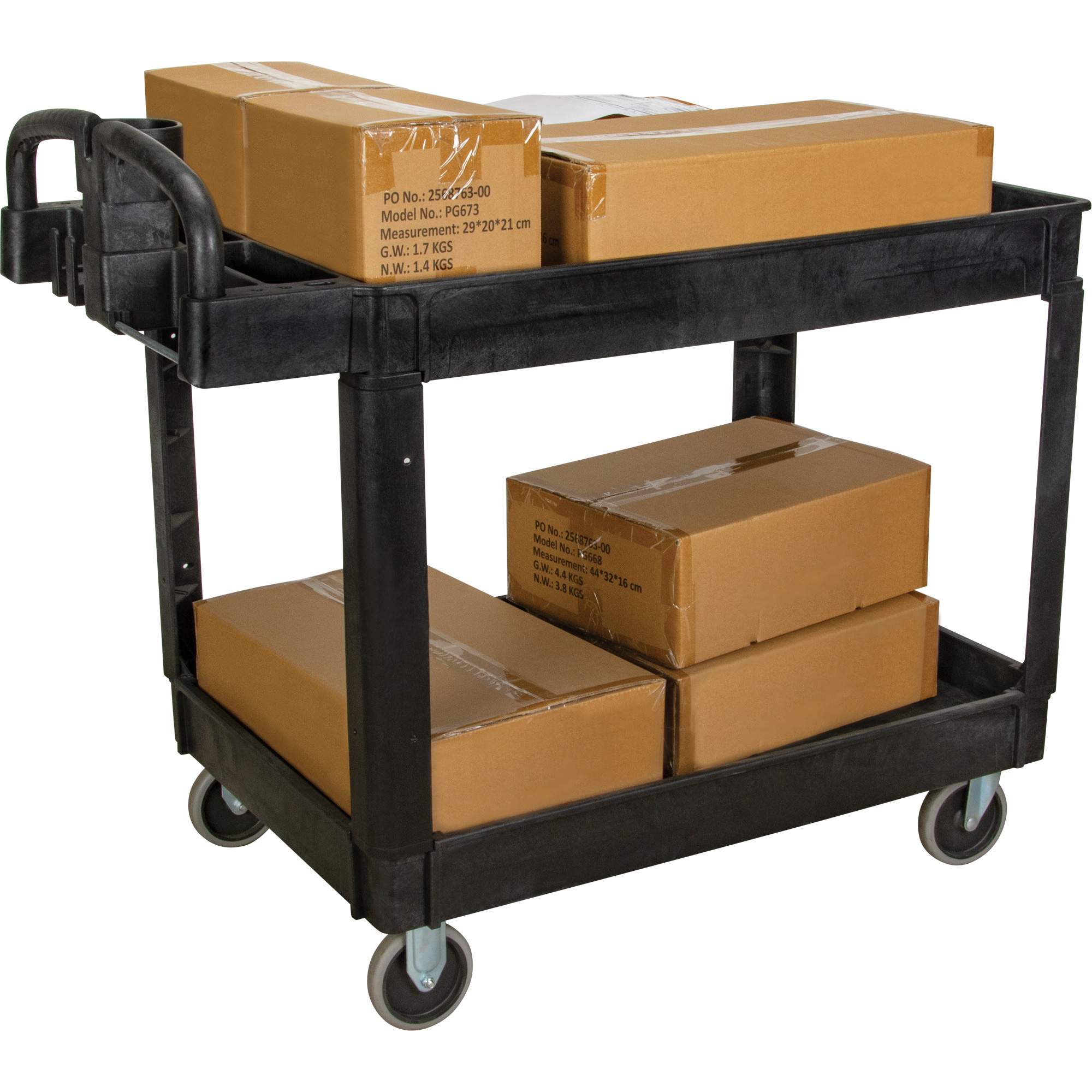 Utility Cart, 2 Tiers, 25-5/8