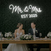 Mr & Mrs EST Neon Sign