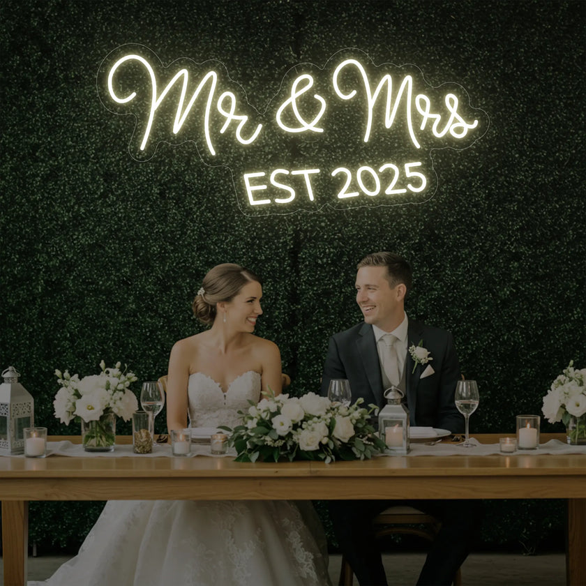 Mr & Mrs EST Neon Sign
