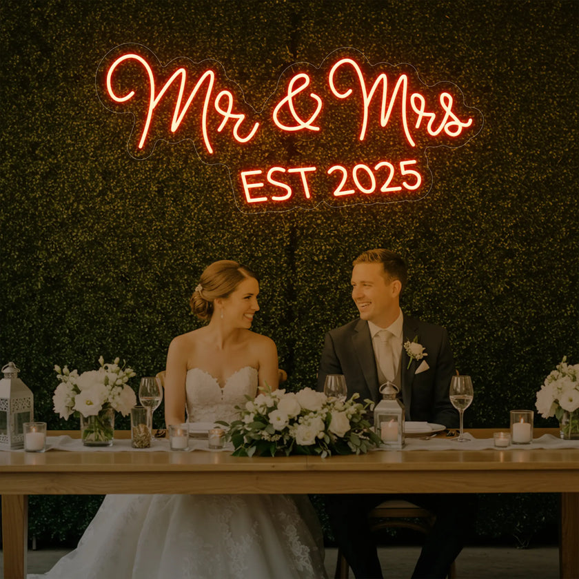 Mr & Mrs EST Neon Sign