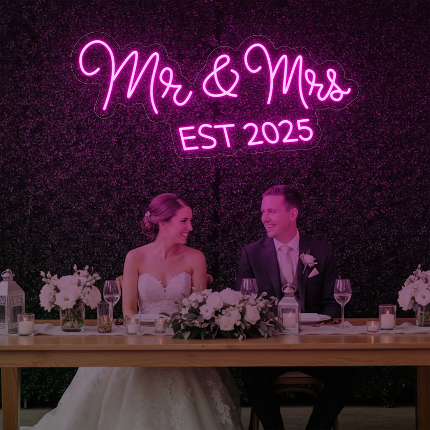 Mr & Mrs EST Neon Sign