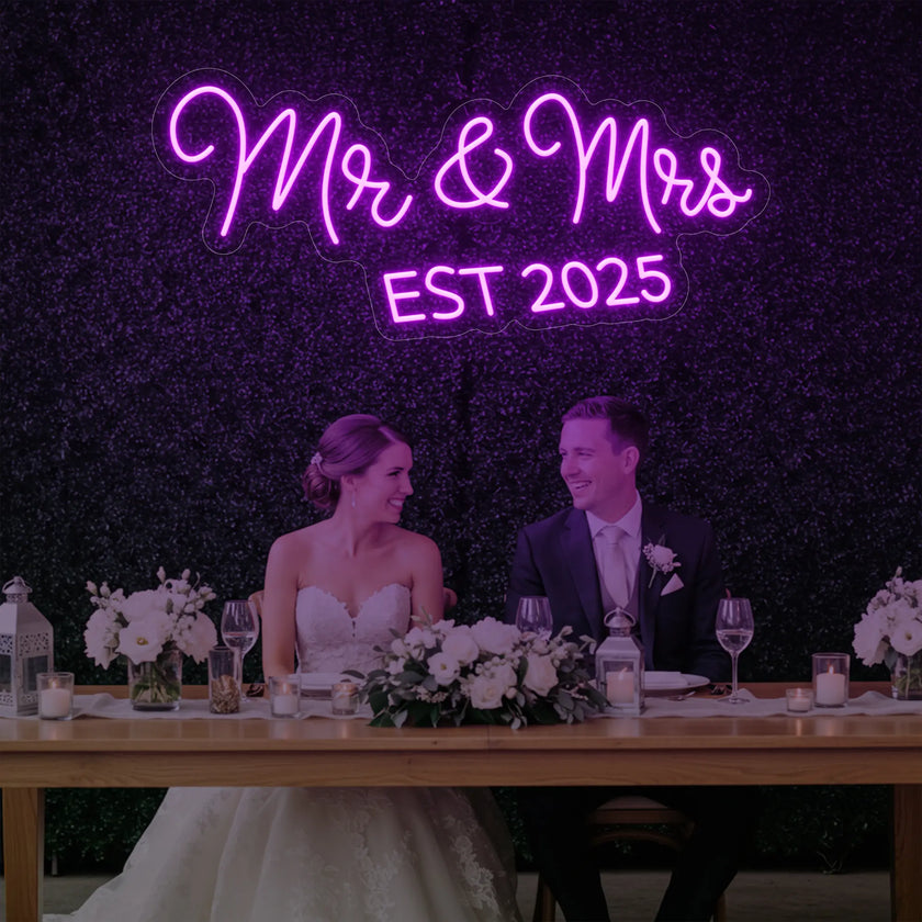 Mr & Mrs EST Neon Sign