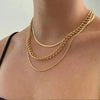 Multi-Layer Thick Chain Stacking Necklace Personality Three-Layer Clavicle Chain Gold Necklace for Women