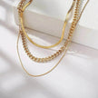 Multi-Layer Thick Chain Stacking Necklace Personality Three-Layer Clavicle Chain Gold Necklace for Women