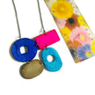 Bright Clip On Earrings in Blue, Pink & Grey