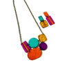 Multicolored Statement Jewelry Set, Necklace & Earrings, Handmade Polymer Clay