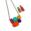 Multicolored Statement Pendant Necklace, Handmade Polymer Clay