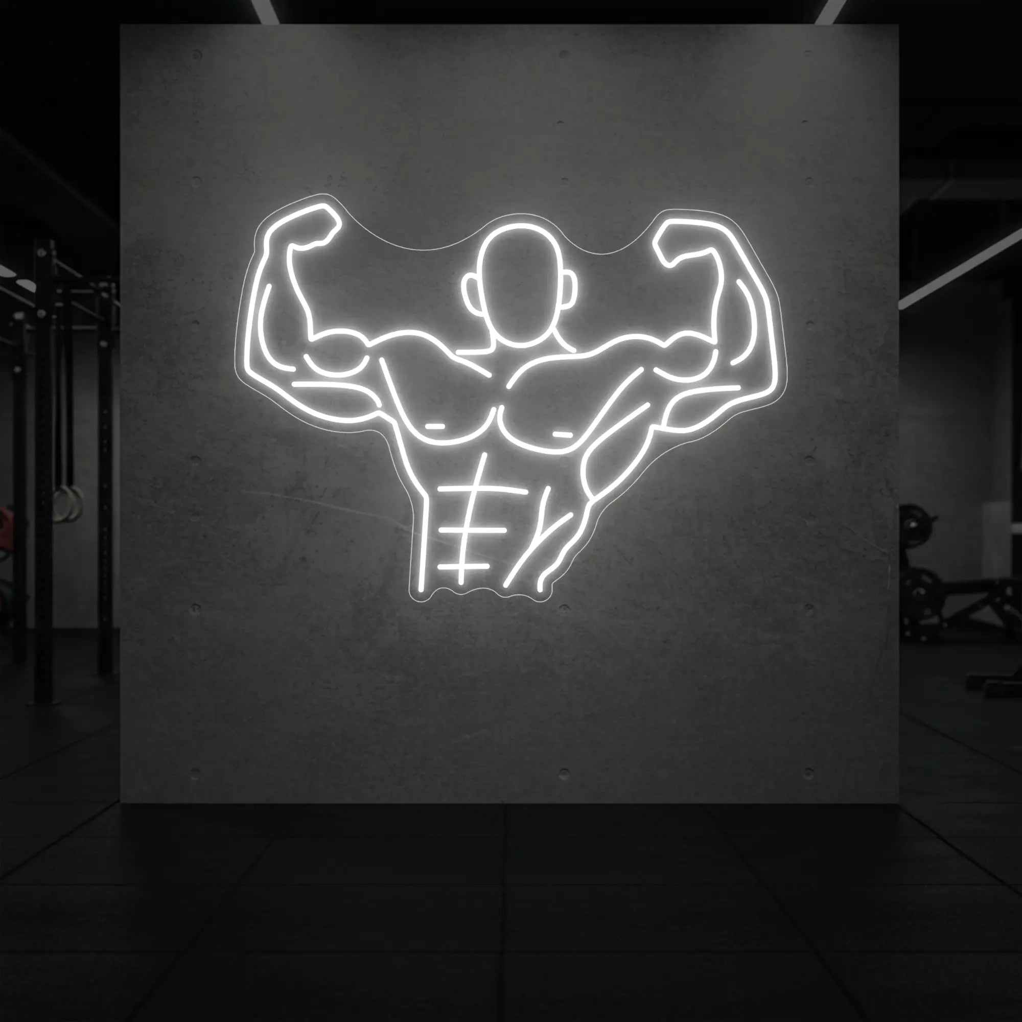 Muscle Man flexing his entire body from torso up LED Neon Sign