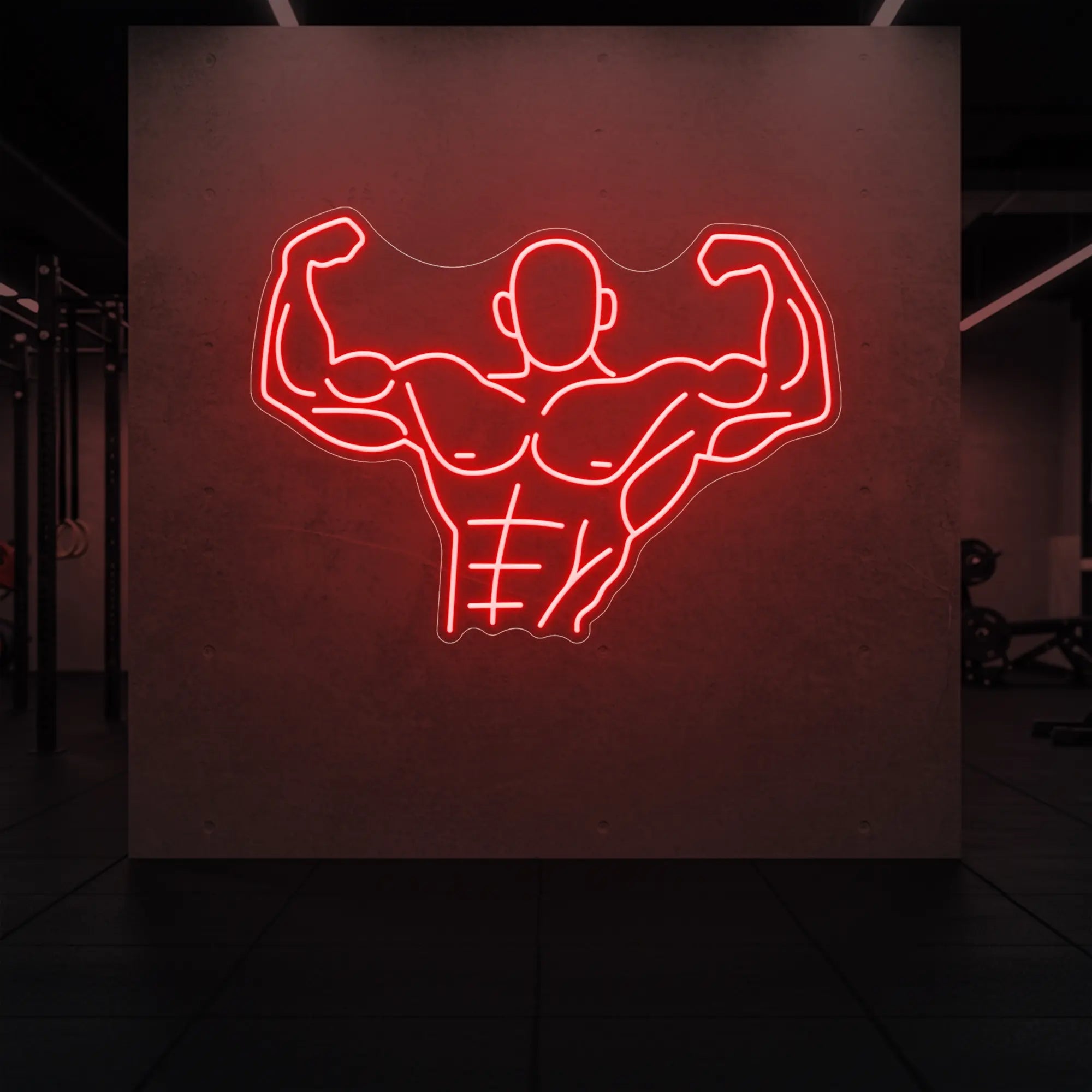 Muscle Man flexing his entire body from torso up LED Neon Sign
