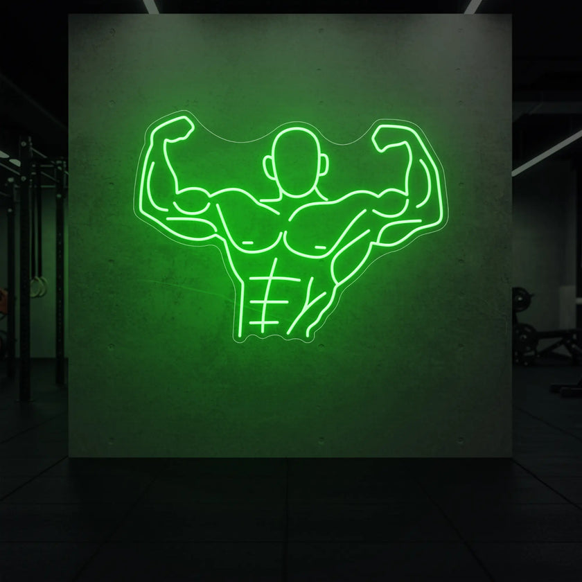 Muscle Man flexing his entire body from torso up LED Neon Sign