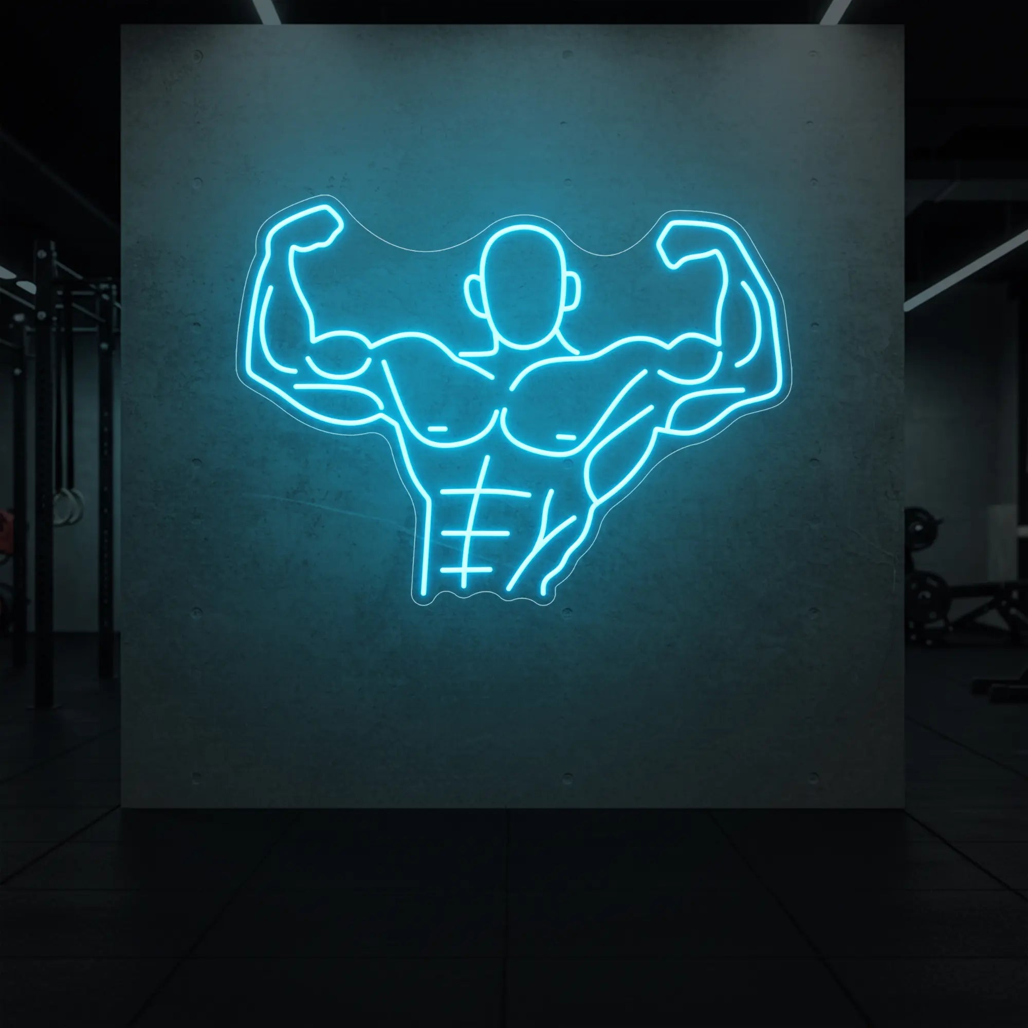 Muscle Man flexing his entire body from torso up LED Neon Sign